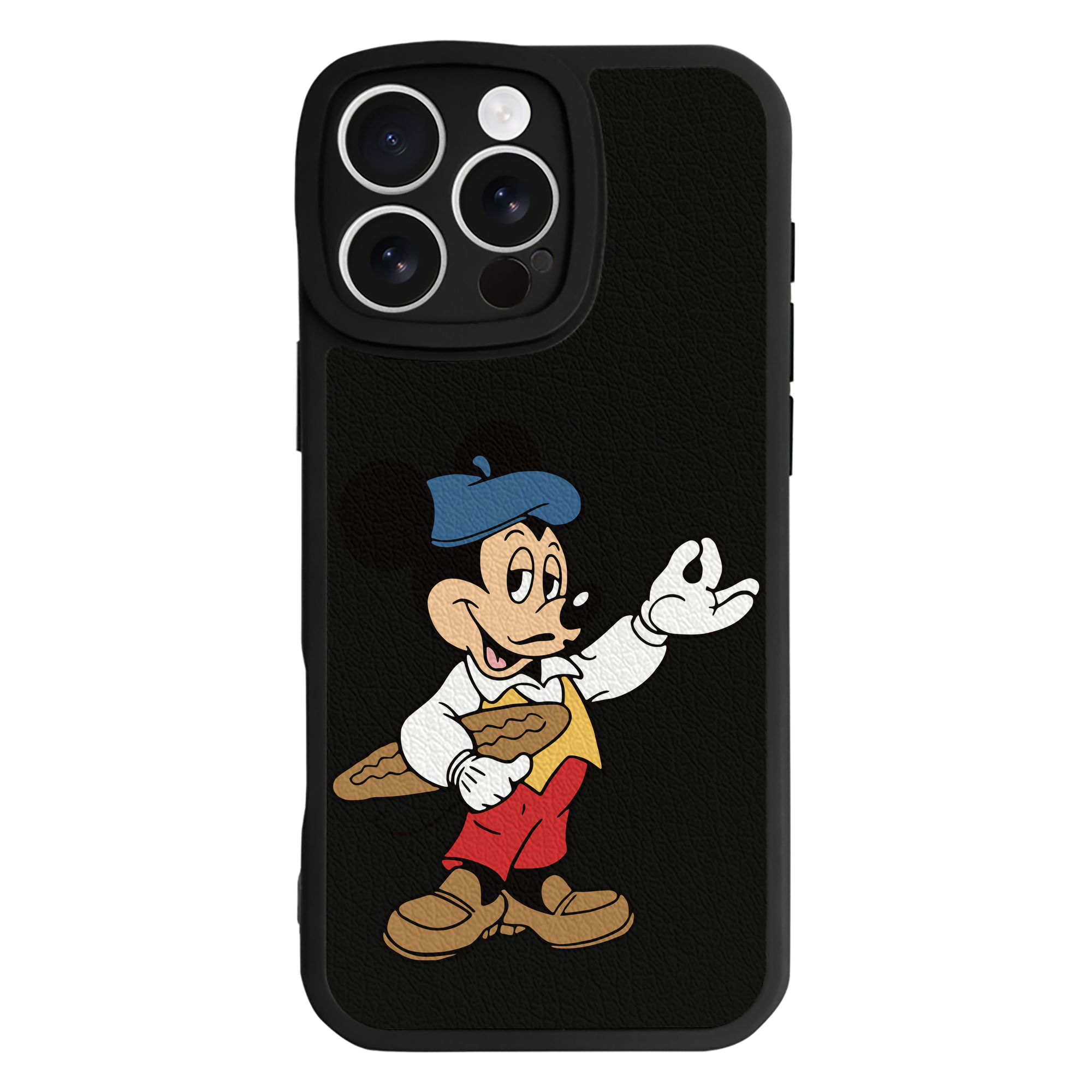 （画像用） ミッキーマウス Mickey Mouse 【iPhone 16シリーズ対応】シリコンスマホケース（レザー調） 材質：シリコン